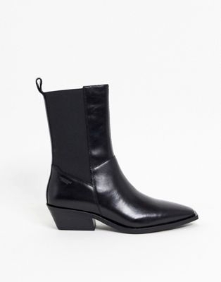 Черные кожаные сапоги с высоким голенищем и квадратным носком E8 by Miista Cosima