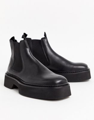 Черные массивные ботинки-челси Topman