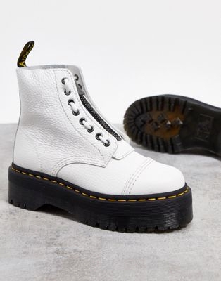 Белые кожаные ботинки на платформе с молнией Dr Martens