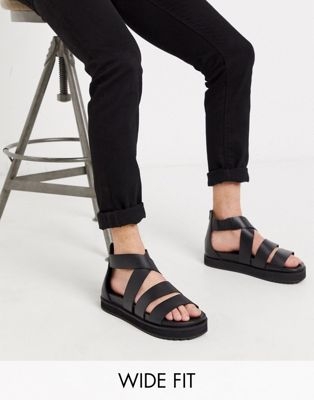 Черные сандалии для широкой стопы