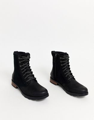Черные водонепроницаемые кожаные ботинки на шнуровке Sorel Emelie