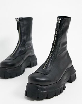 Черные кожаные ботинки на массивной подошве PiSoS DESIGN premium