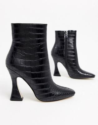 Черные туфли для широкой стопы с крокодиловым узором PiSoS DESIGN